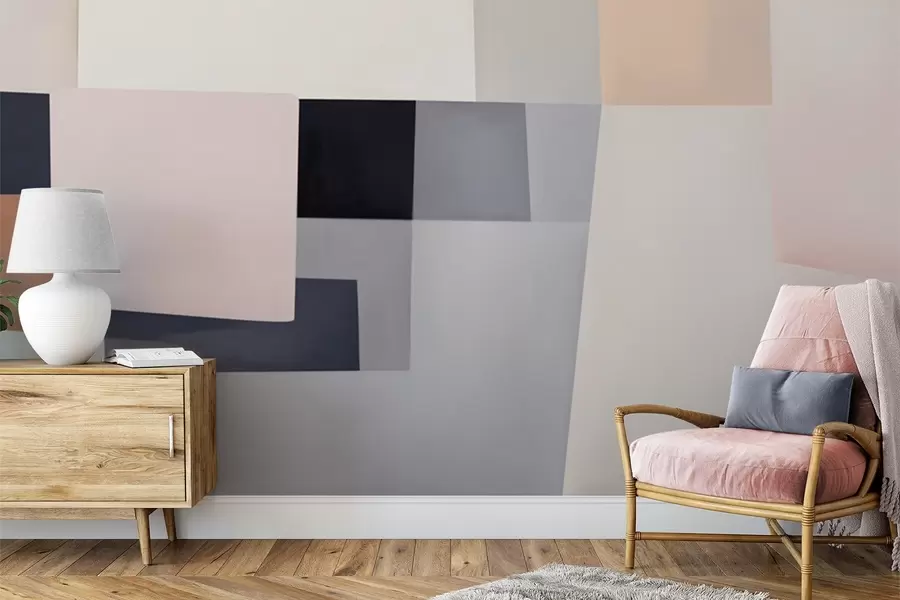 stenske poslikave Geometrična abstrakcija z imitacijo zamegljenosti in teksture w05785