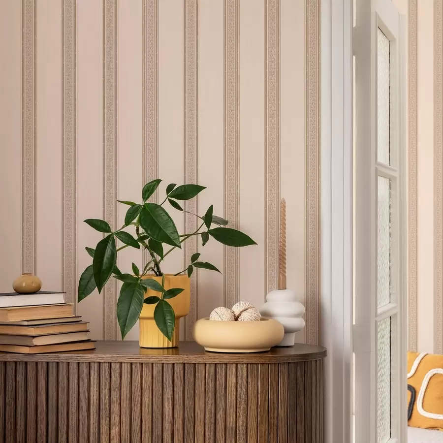 stenske poslikave Elegantne bež črte z listi a01249v2