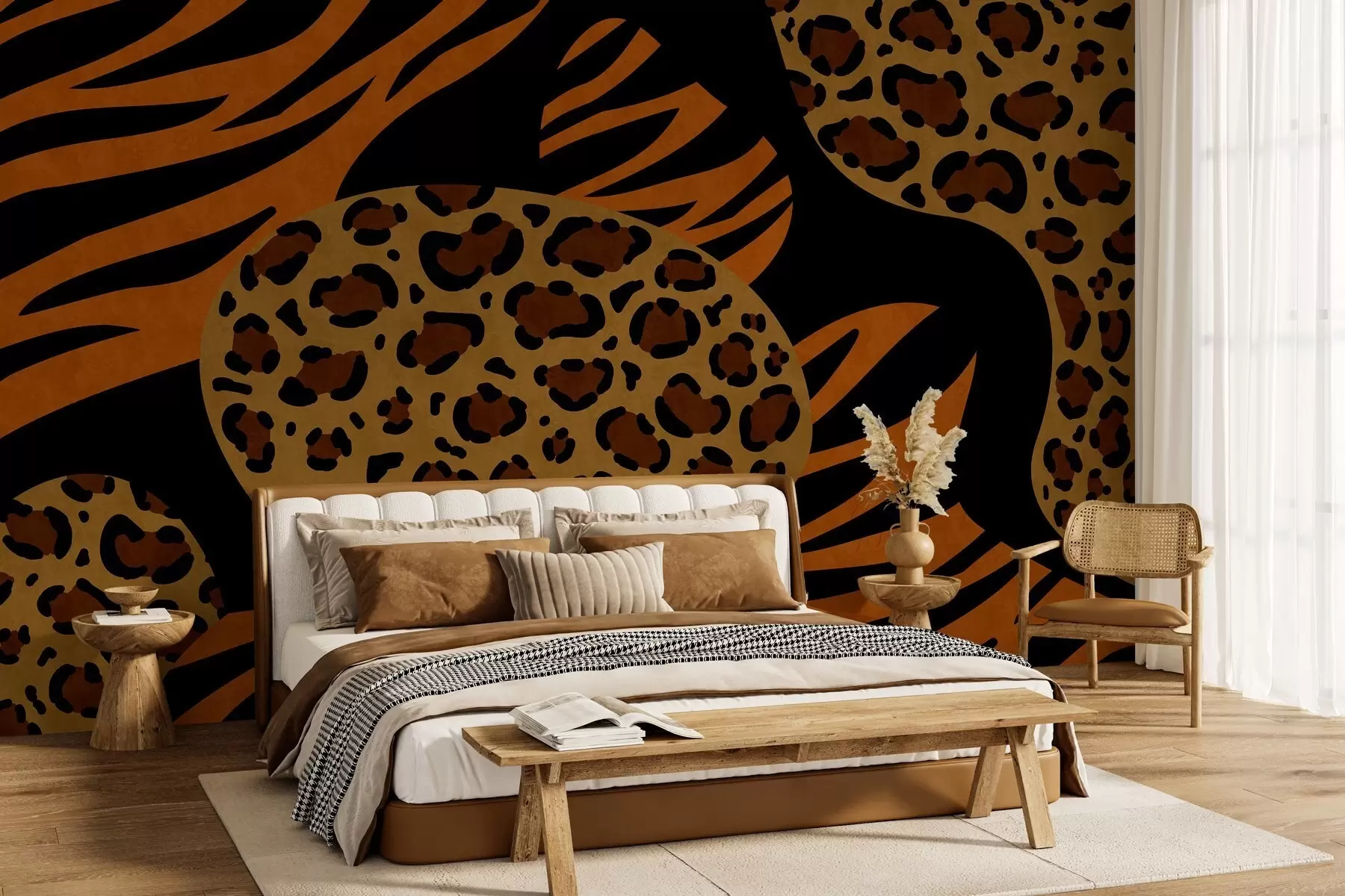 stenske poslikave Vzorci leoparda in tigra, navdihnjeni z divjimi živalmi w05759