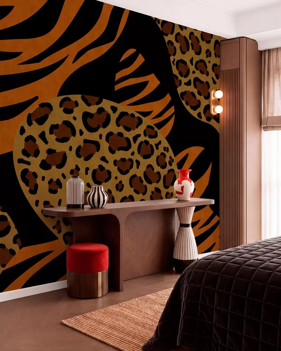 stenske poslikave Vzorci leoparda in tigra, navdihnjeni z divjimi živalmi w05759