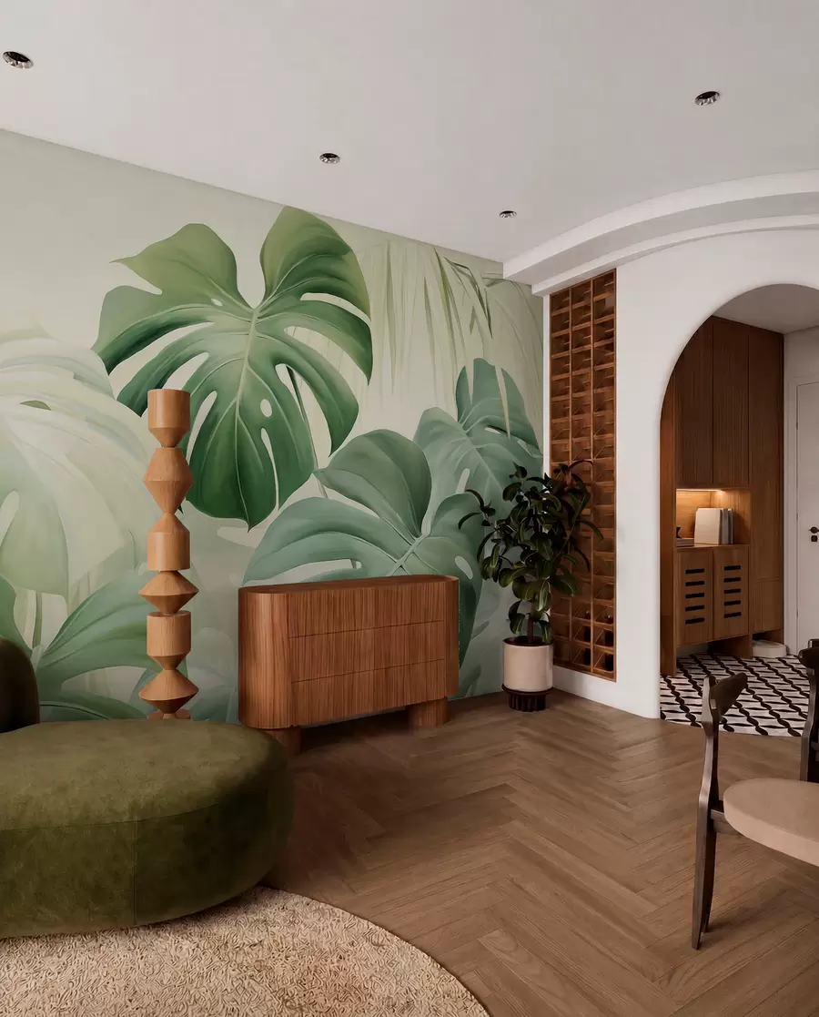 stenske poslikave Monstera, palmovi listi w05909