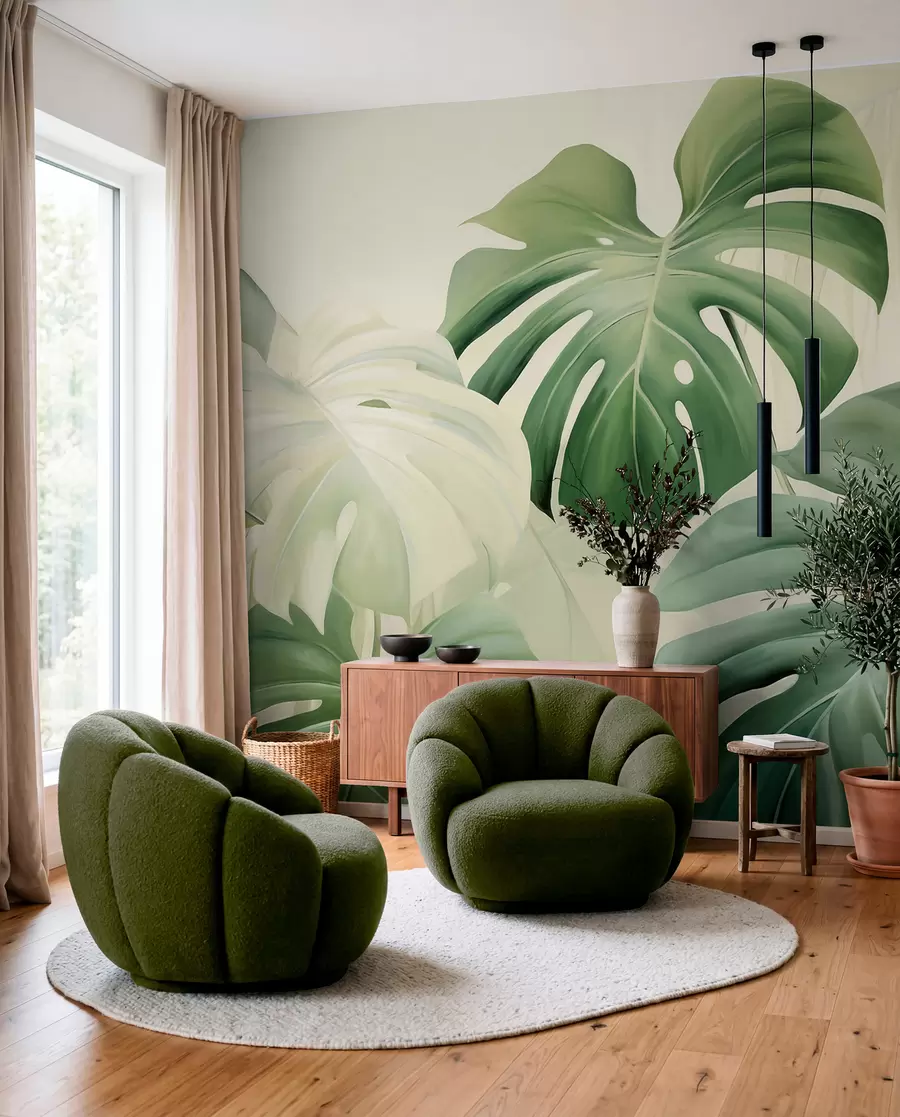 stenske poslikave Monstera, palmovi listi w05909
