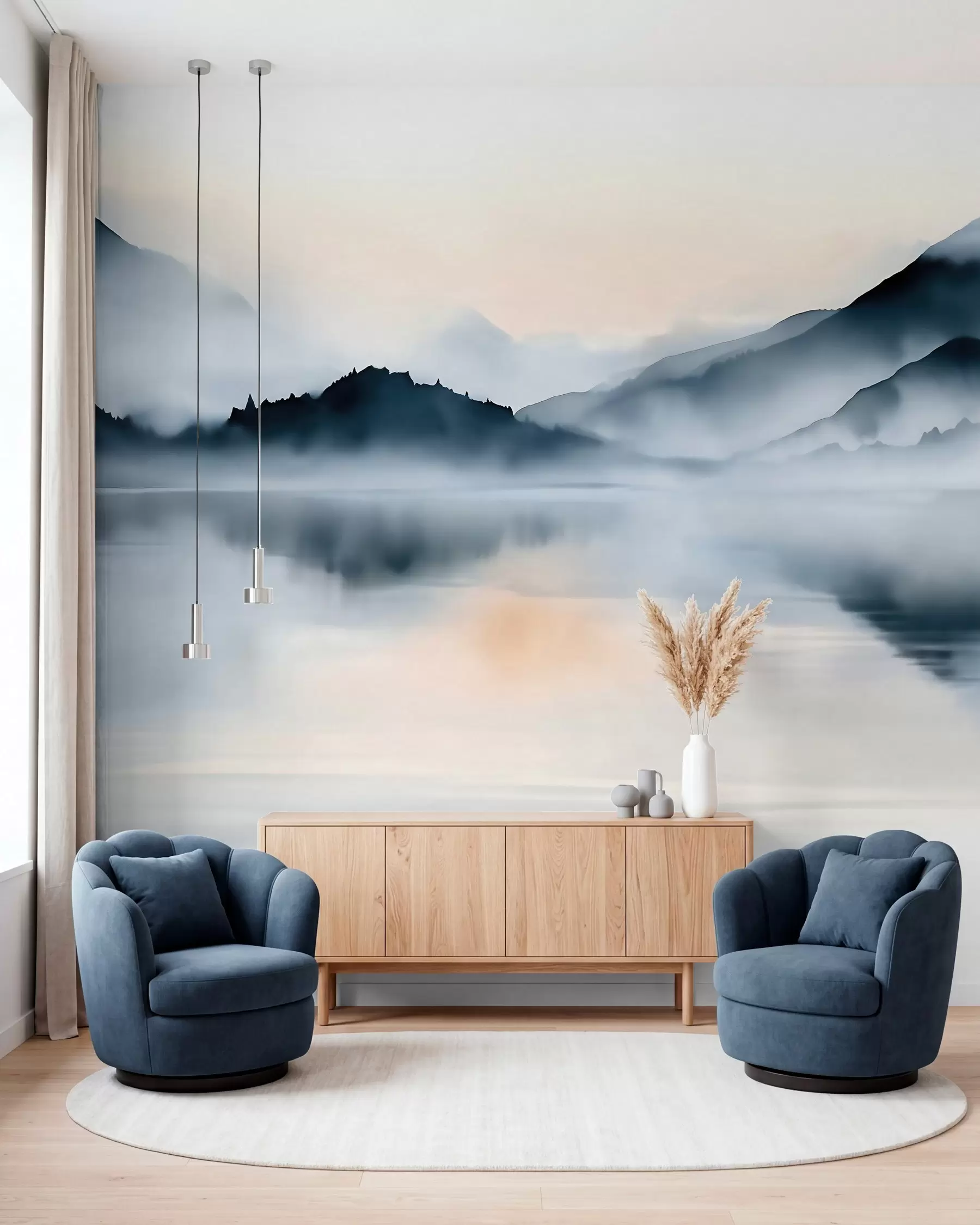 stenske poslikave Jezero v akvarelu w10078