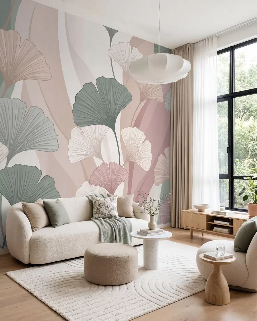 stenske poslikave Ginko v pastelnih tonih w10040