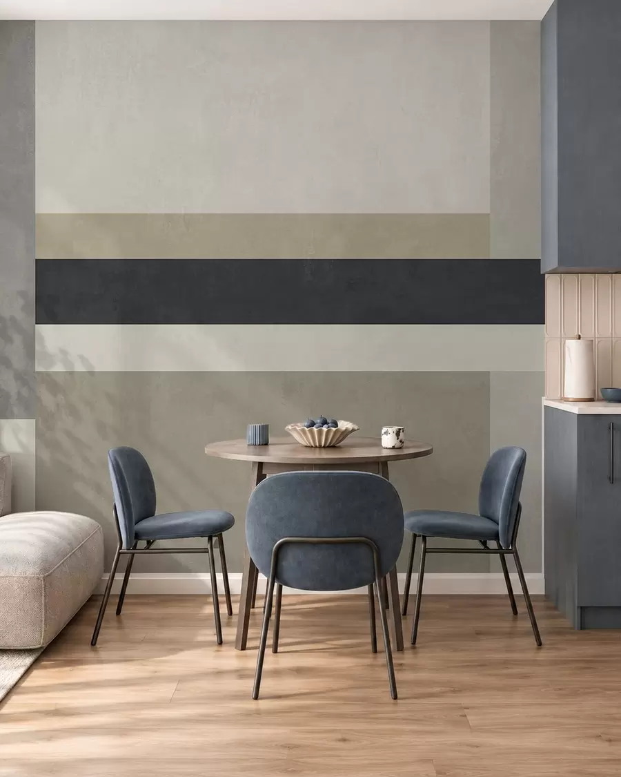 stenske poslikave Geometrični bloki v bežnih in sivih odtenkih s temno črto w05890v1