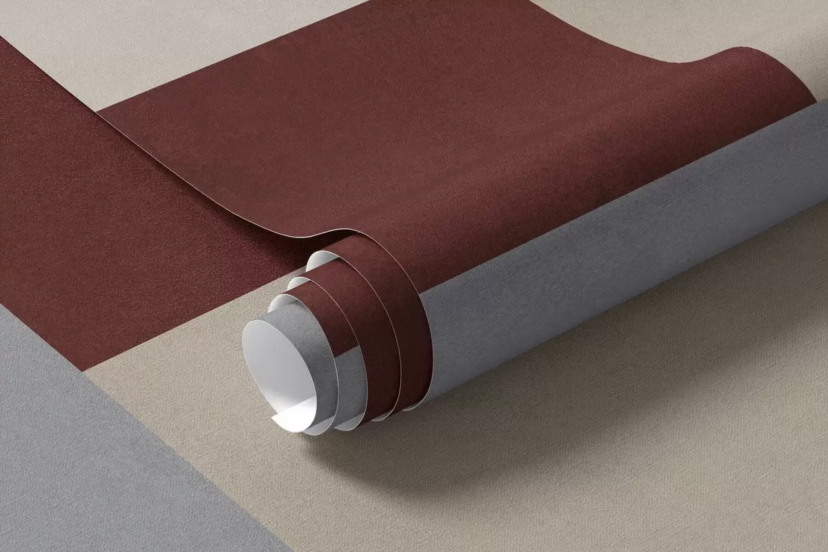 stenske poslikave Abstraktna geometrija z bloki v barvah bordo, sive in bež w05890v2