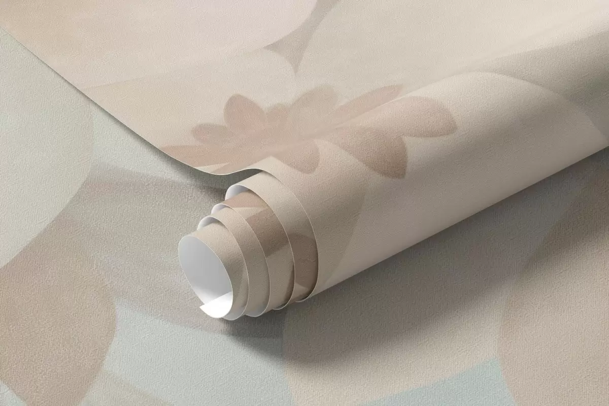 stenske poslikave Beli cvetovi na veji, nežne pastelne barve, svetlo modro teksturirano ozadje w10107