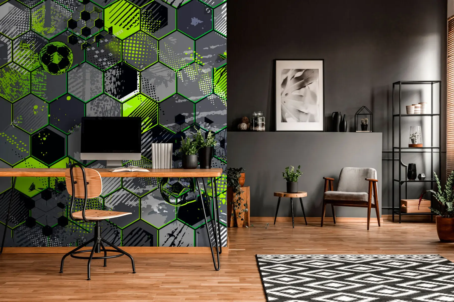 stenske poslikave Nogometna abstrakcija, svetlo zelene satnice u72779