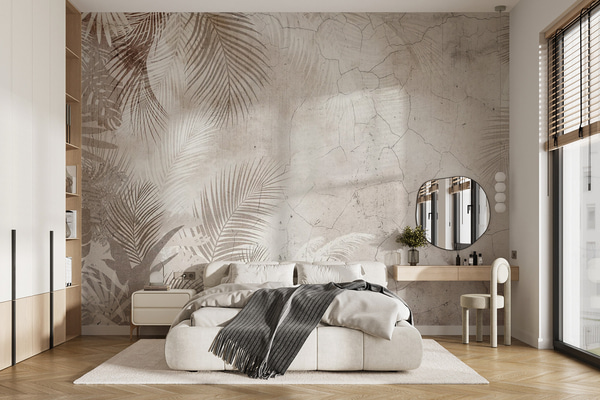 Ozadja Glamurozni 3D listi v slogu grunge, Stenske poslikave Forest, Stenske poslikave s tropi, u73583 : Uwalls.si