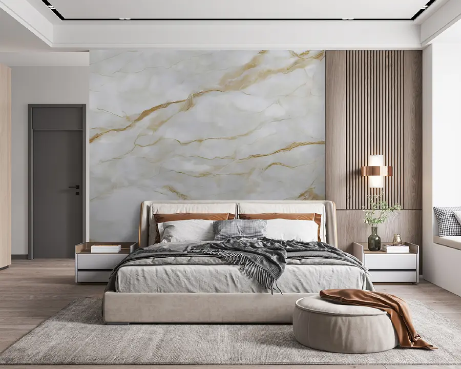 stenske poslikave Beli marmor z bež linijami u93433