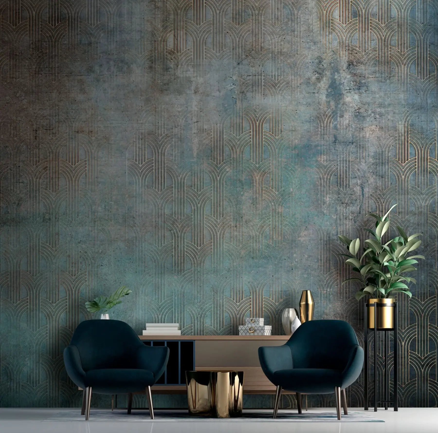 stenske poslikave Oblikovan vzorec na grunge steni u73973