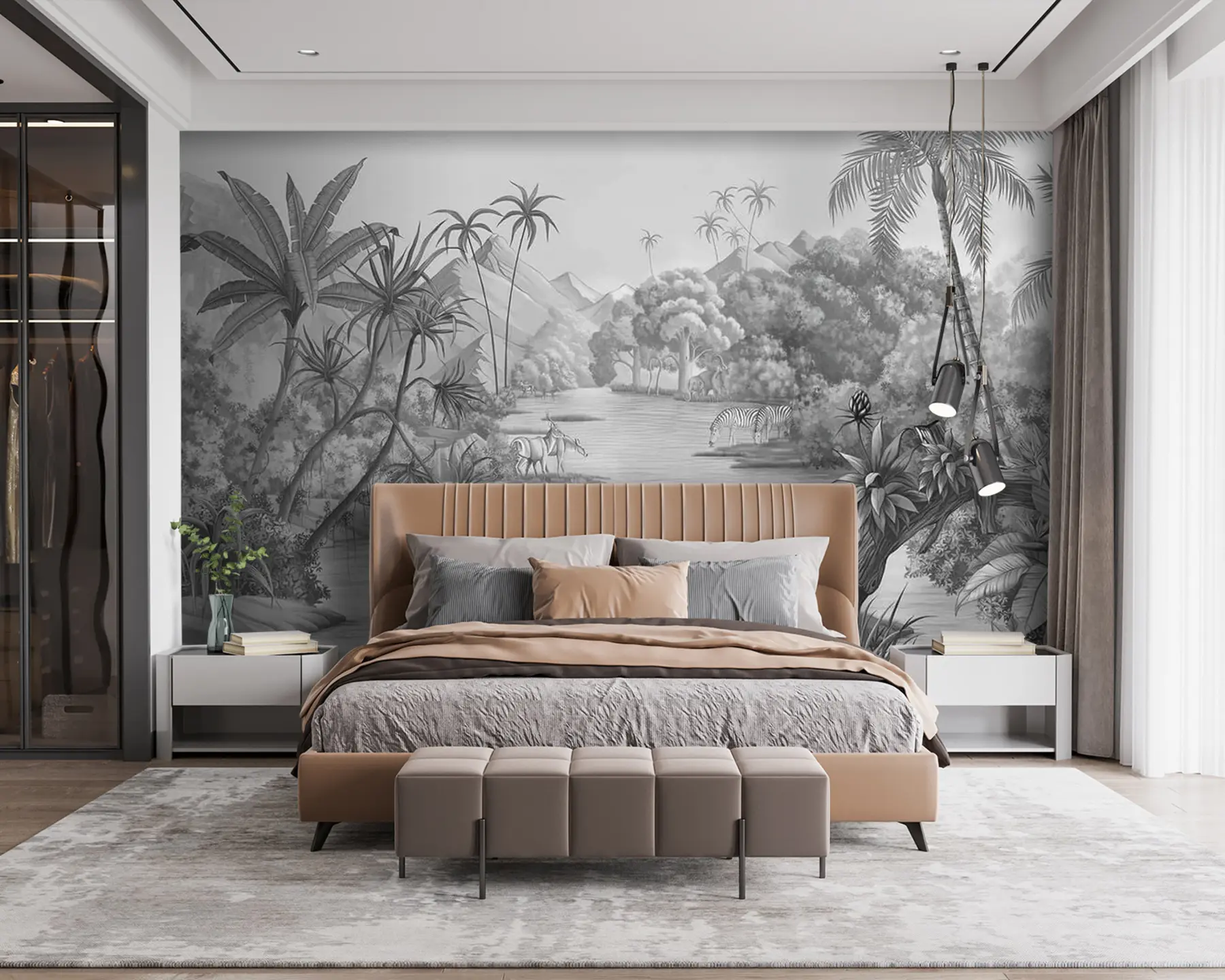 stenske poslikave Črno-beli tropi u59040