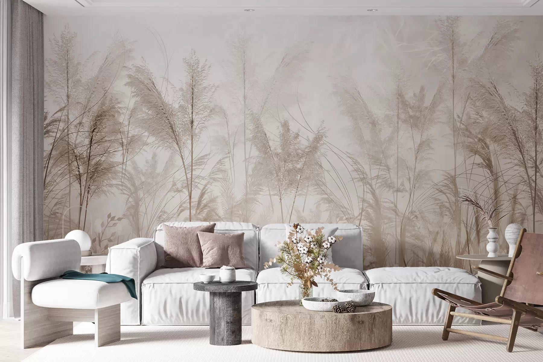 stenske poslikave Visoke rastline v pastelnih barvah u93903