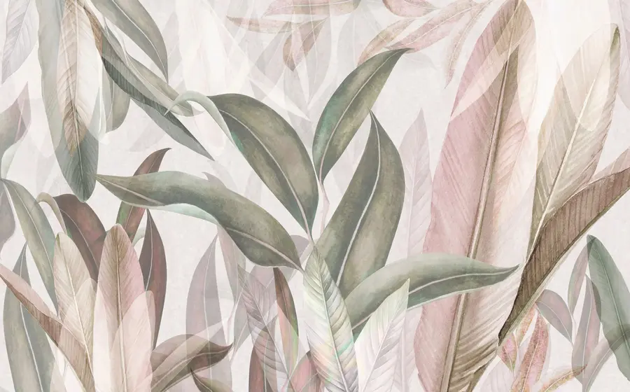 stenske poslikave Zeleni in rožnati palmovi listi u94302