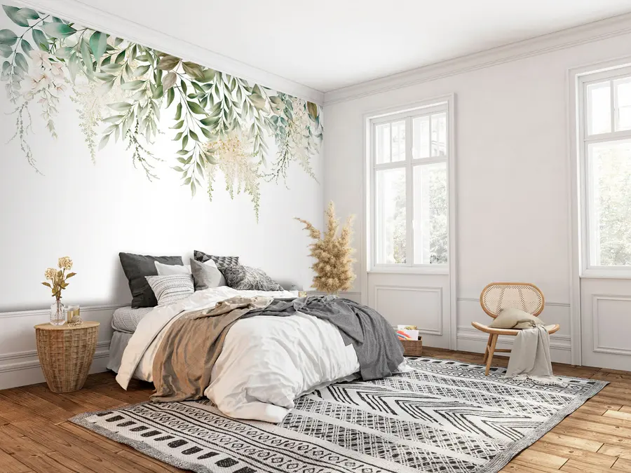 stenske poslikave Cvetlični okvir z akvarelnimi zelenicami u94197