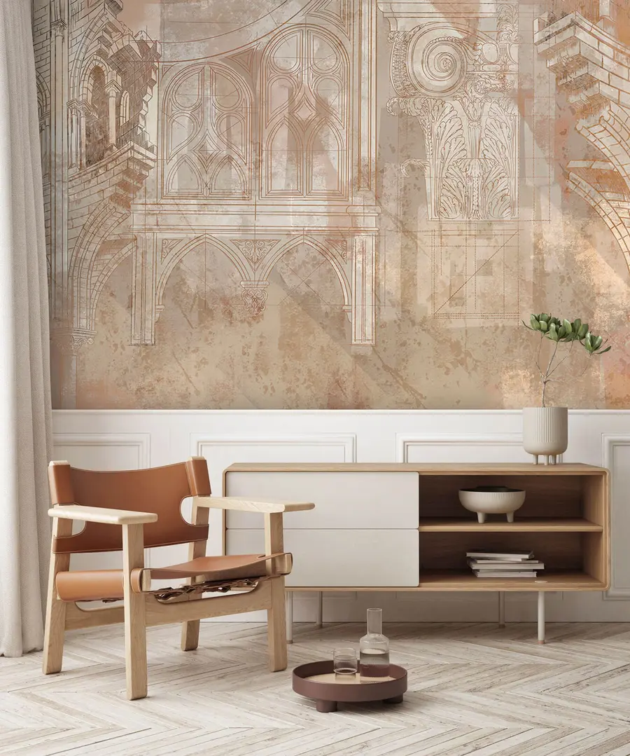 stenske poslikave Arhitekturna umetniška risba stebrov in monograma u95126