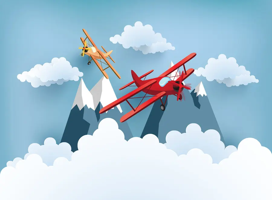 stenske poslikave Letala, oblaki in gore u94843