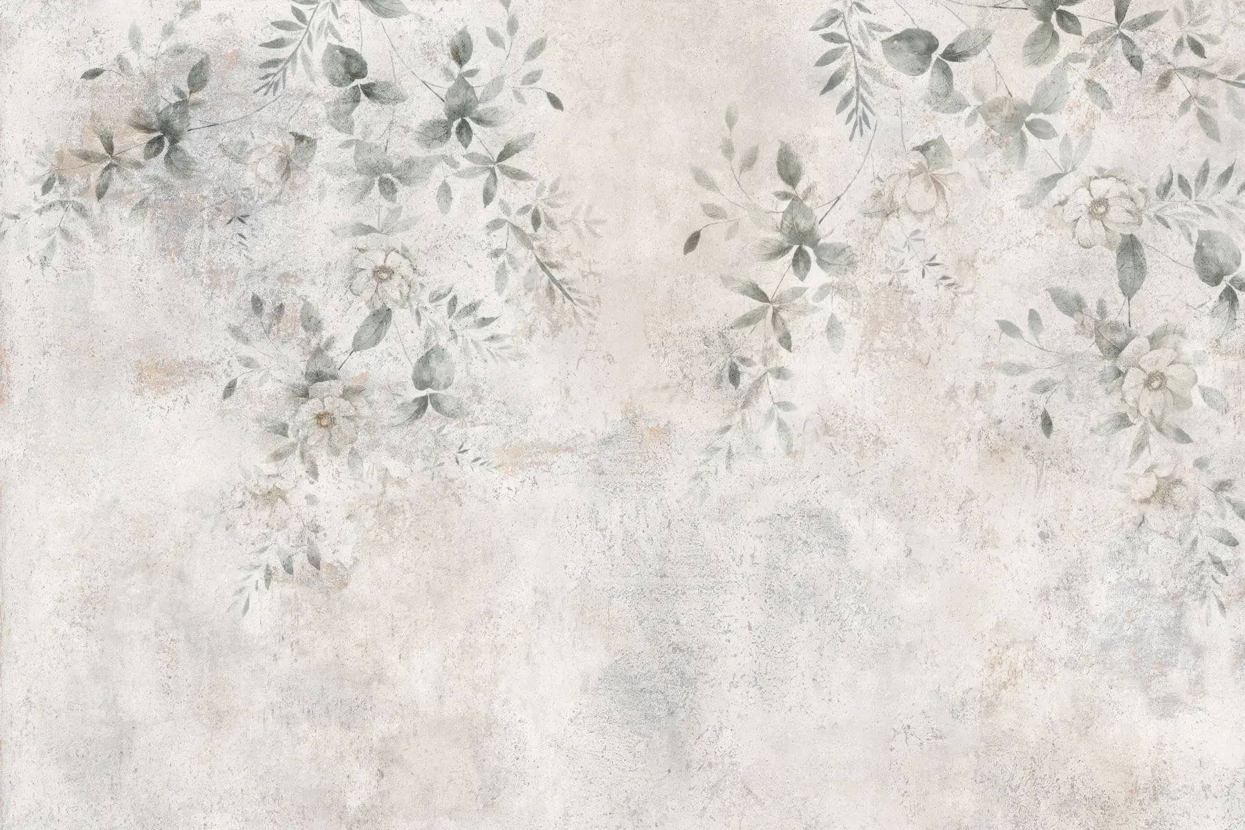 stenske poslikave Cvetje z vejami na betonskem grunge ozadju minimalizem u96140