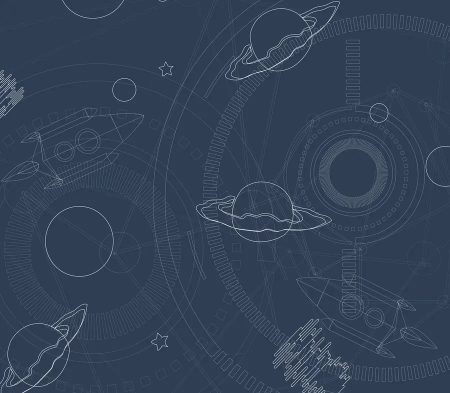 stenske poslikave Vesoljska ilustracija, planeti, vesoljska ladja u95918