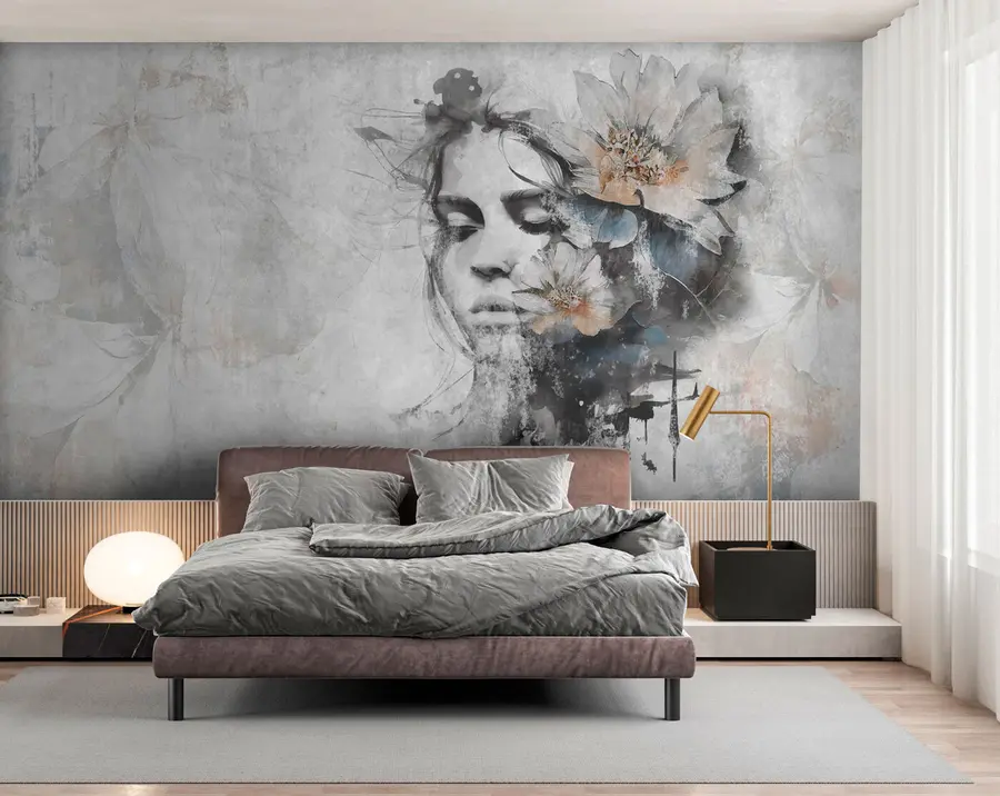 stenske poslikave Silhueta dekliškega obraza na betonski steni u96118