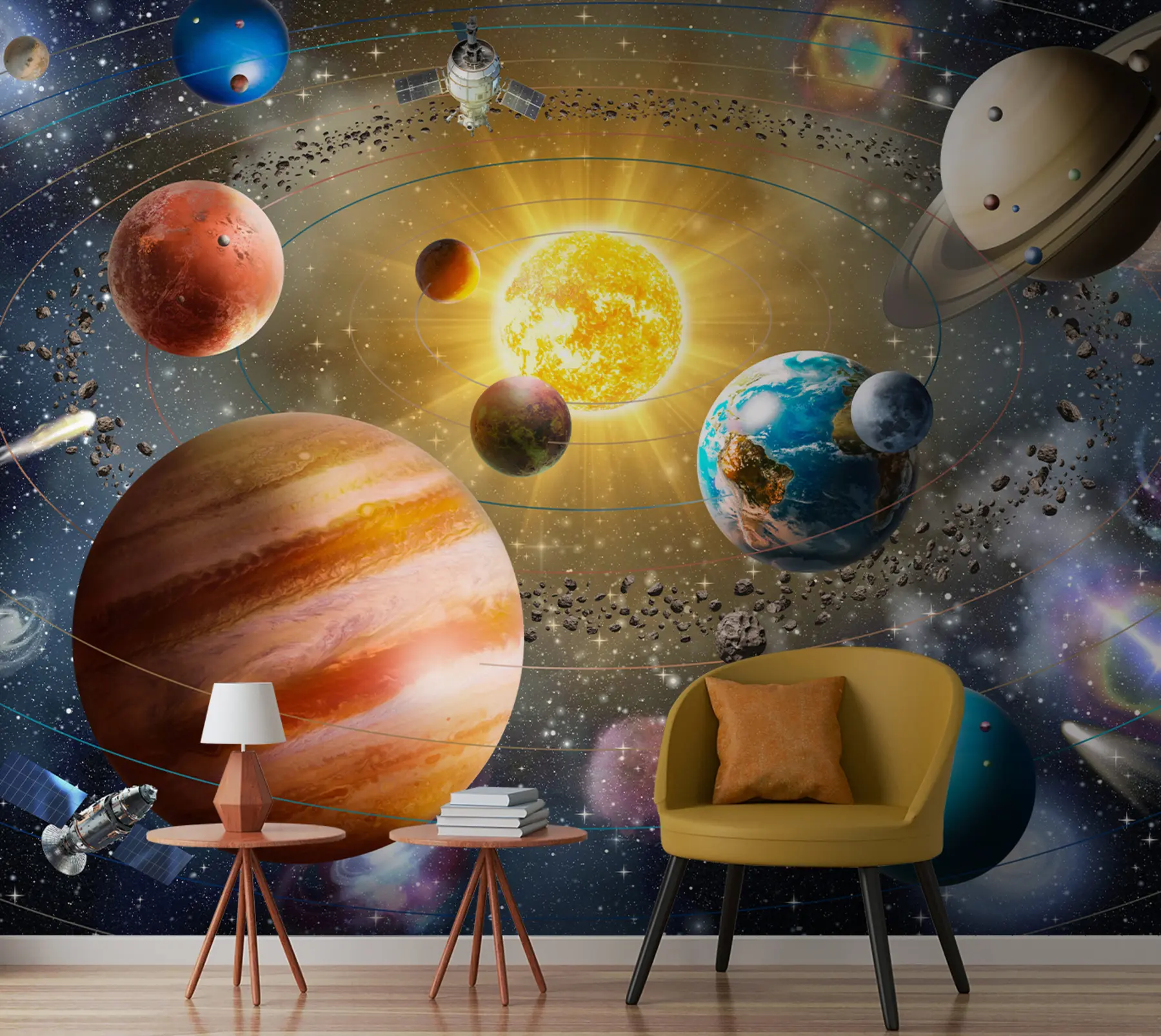 stenske poslikave Očarljiv prostor, sončni sistem u97222