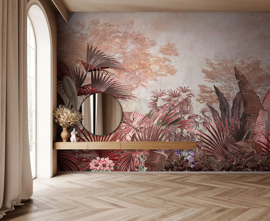 stenske poslikave Ilustracija iz vintage tropskega ozadja z eksotičnim palmovim listjem u97104