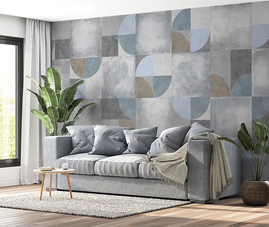 stenske poslikave Abstraktni geometrijski vzorec s cementno teksturo v ozadju u97268