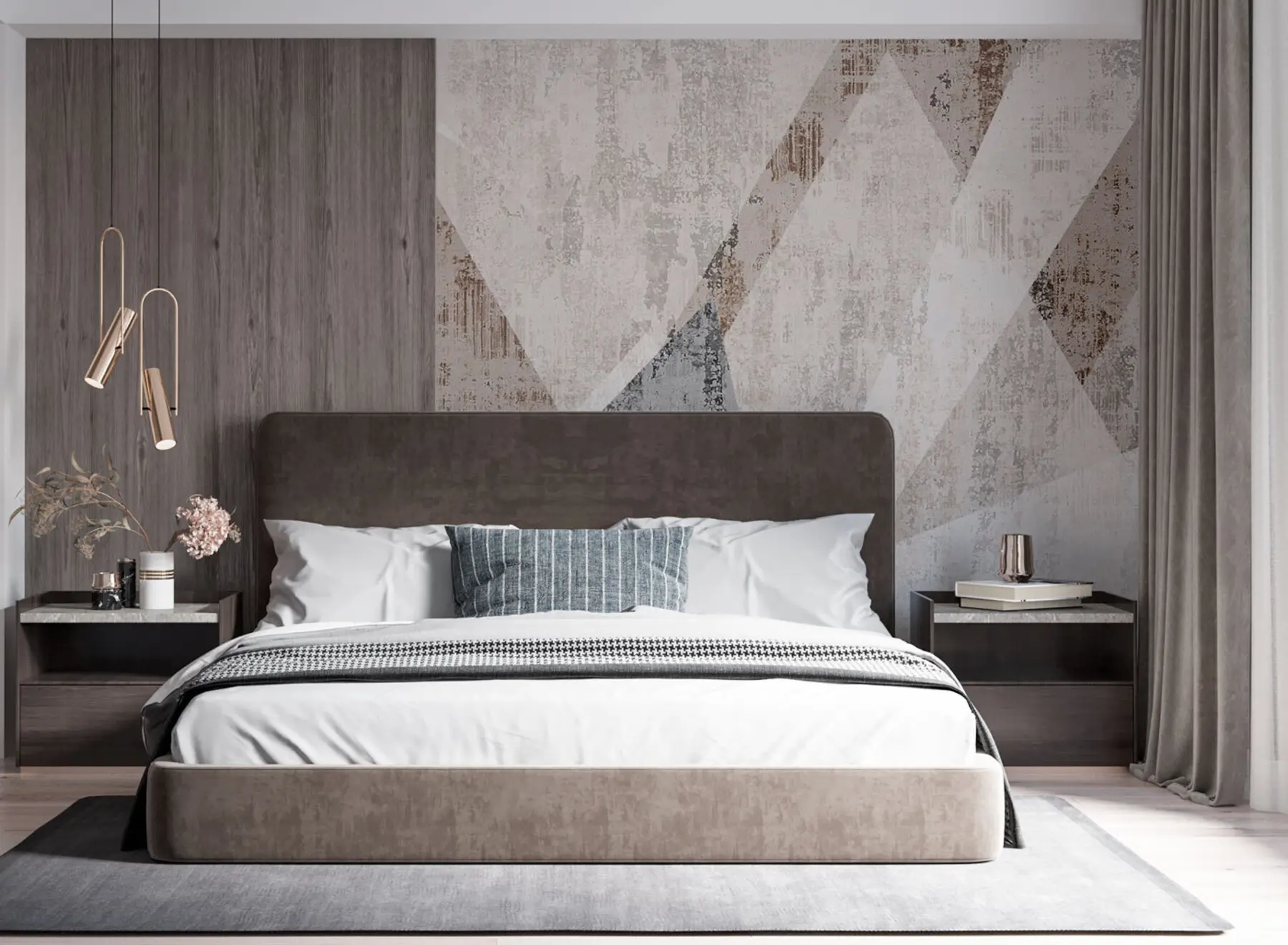 stenske poslikave Sodobne geometrijske oblike trikotnikov v slogu grunge loft u97203