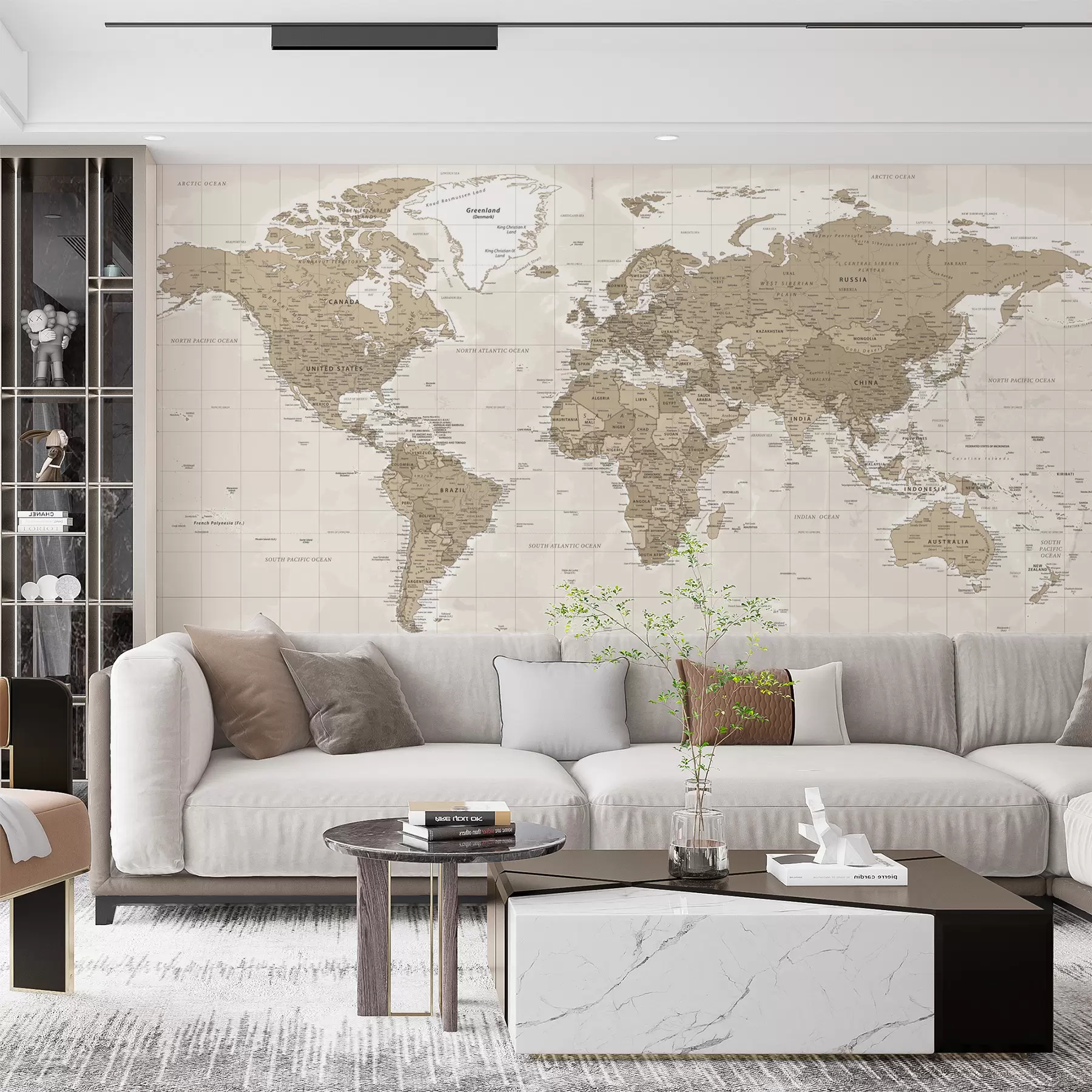 stenske poslikave Vintage svetovni zemljevid loft u97342