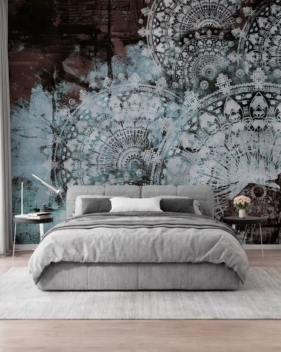 stenske poslikave Mandala v ledeno modri u93958v1