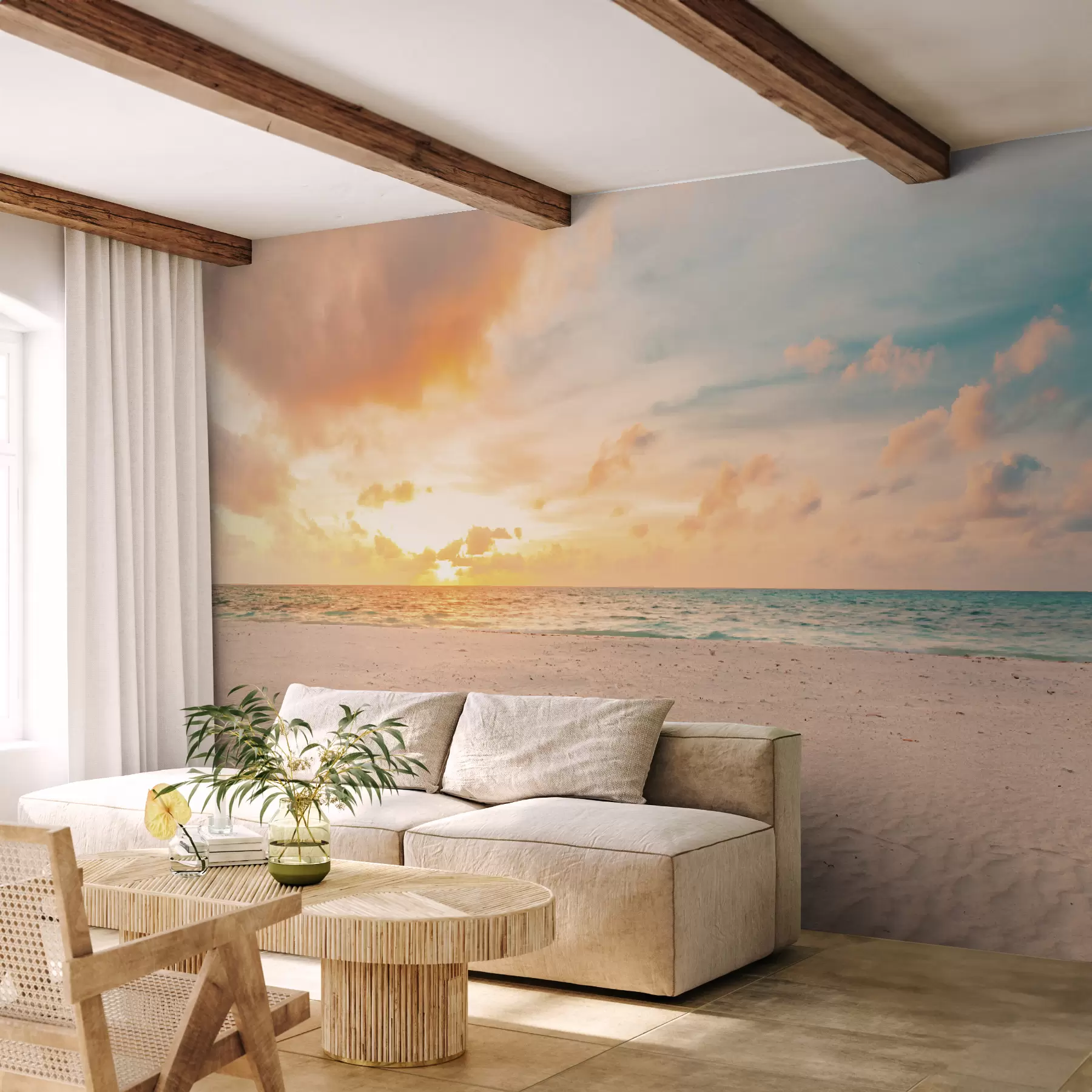 stenske poslikave Plaža z belim peskom morje in valovi u97894