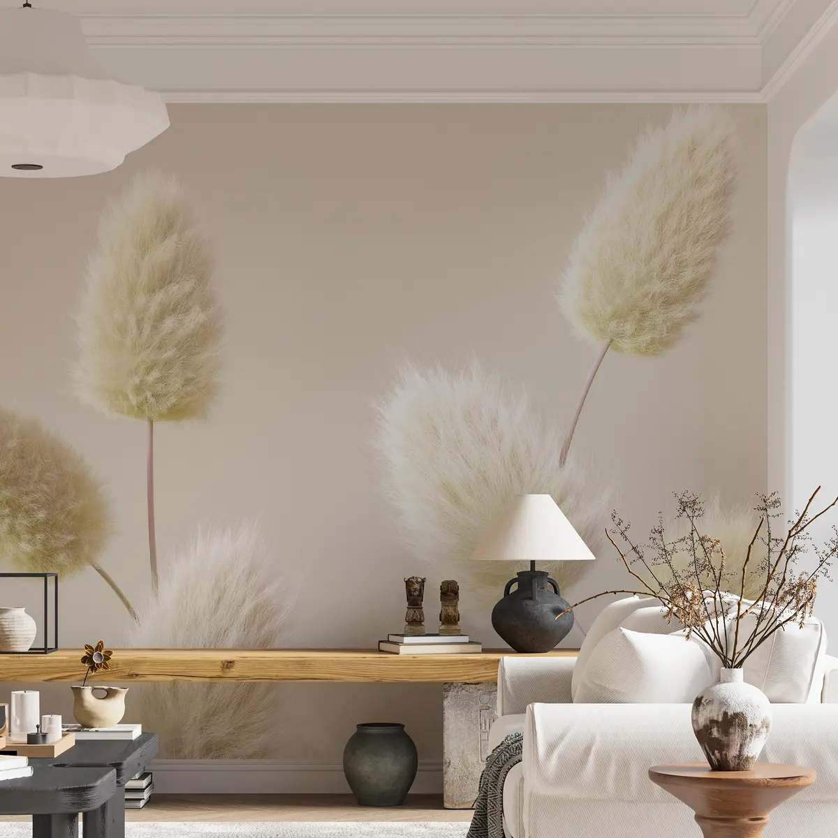 stenske poslikave Modno bež suho cvetje v boho slogu u98432v1