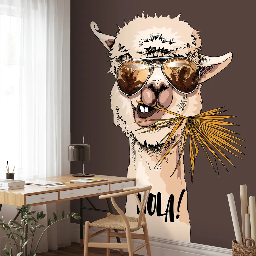 stenske poslikave Portret lame s sončnimi očali in palmovim listom u98177