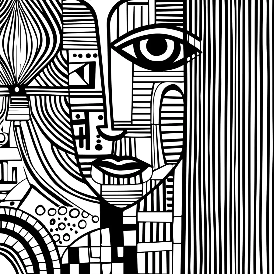 stenske poslikave Abstraktni črno-beli obraz u98714