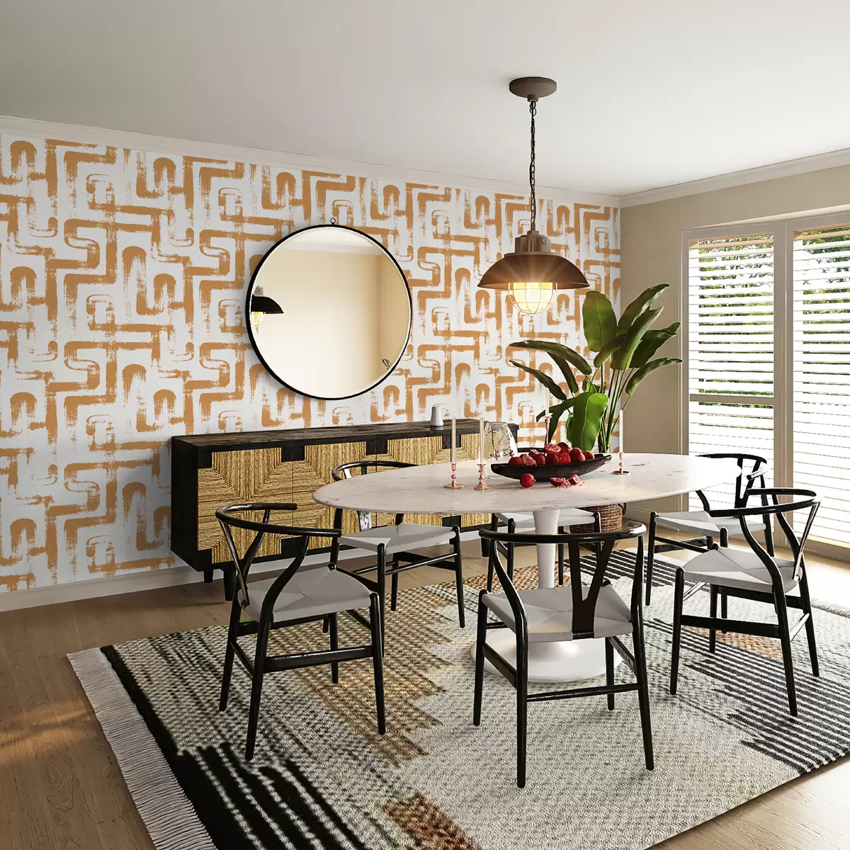 stenske poslikave Magija linije: oranžna u99091v2