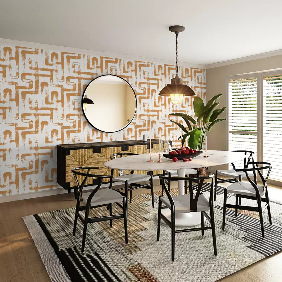 stenske poslikave Magija linije: oranžna u99091v2