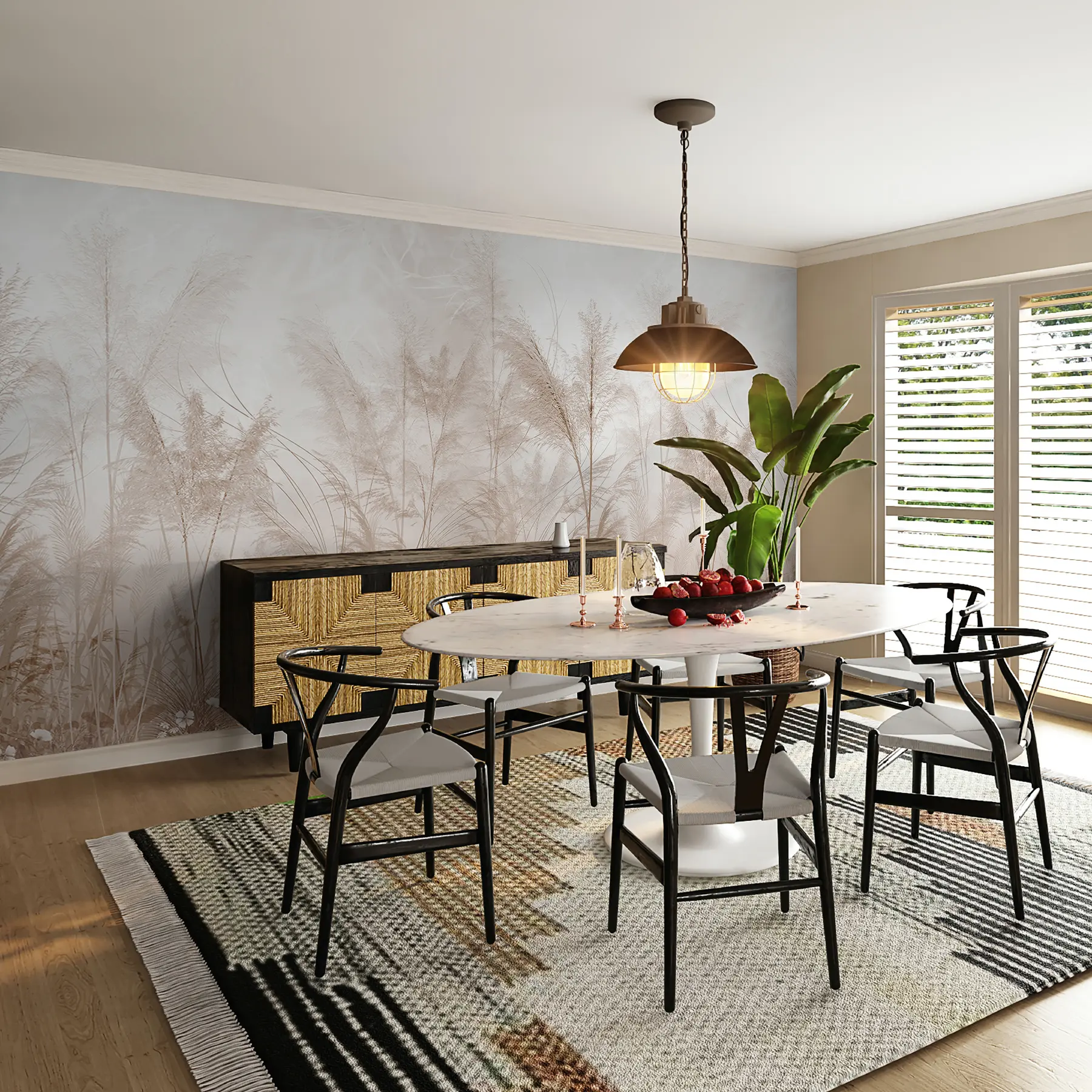 stenske poslikave Visoke rastline v pastelnih barvah u93903d2