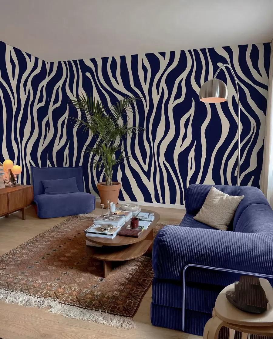 stenske poslikave Indigo zebrasti vzorec u99173v1